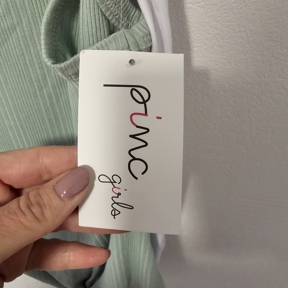 Pinc Girls Green & White Tank Tops Girls Size  10/12 NWT - Picture 7 of 9